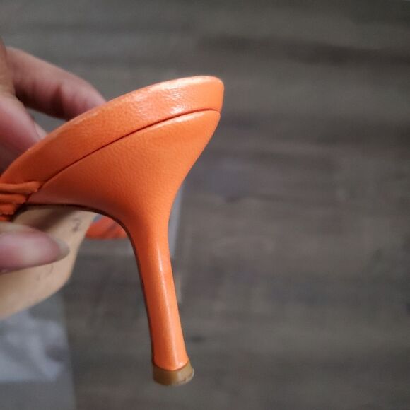 Oscar de la Renta Women's Heels US 6 EU 36 Orange Blue Leather Strappy Sandals - Picture 5 of 12